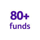 A graphic highlighting 80+ funds.
