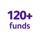 A graphic highlighting 120+ funds.
