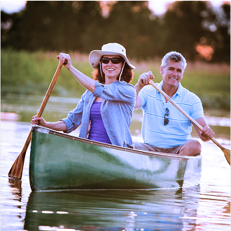 Man and woman enjoying a boat ride feel confident in retirement.