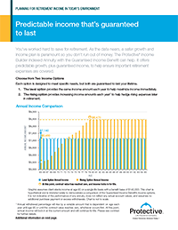 Predictable income that's guaranteed to last flyer.