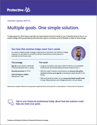 A case study shows how Joe uses Protective Dynamic Plus UL for financial security and chronic illness protection.