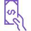 Dollar sign with hand icon