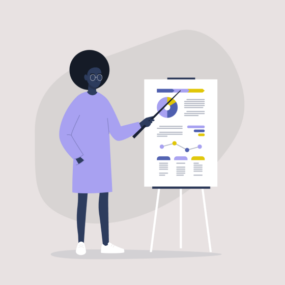Illustration of a person pointing out the current and fixed rates for the Protective Income Creator fixed annuity.